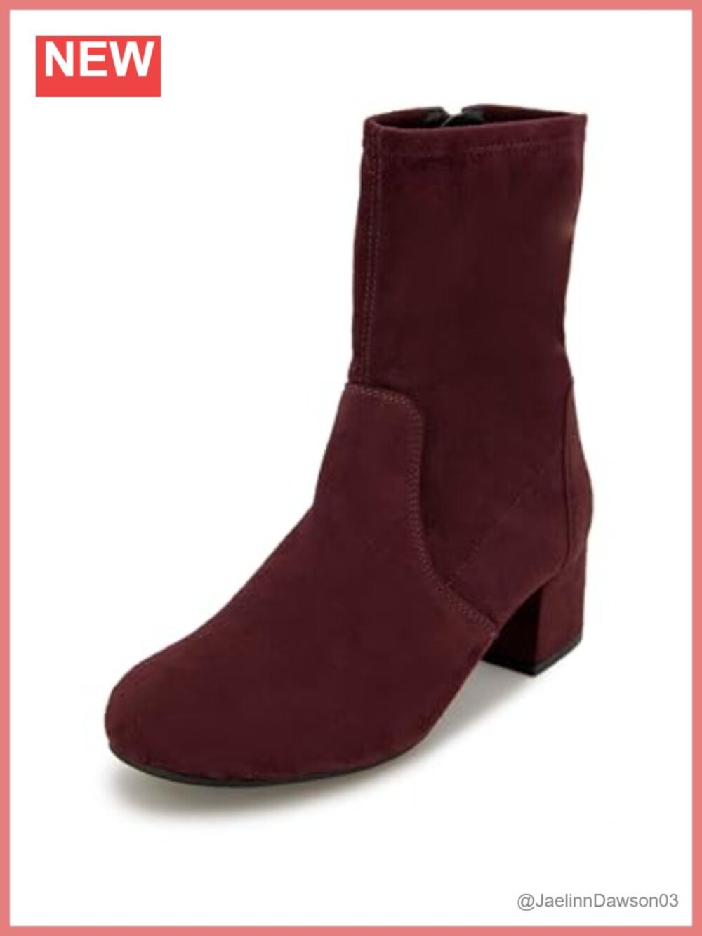 Stretch Ankle Boots Inside Zip Block Heel Round Toe Women's